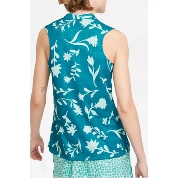 NWT Nike Women's Victory Floral Print Sleeveless Golf Polo - Picture 3 of 6